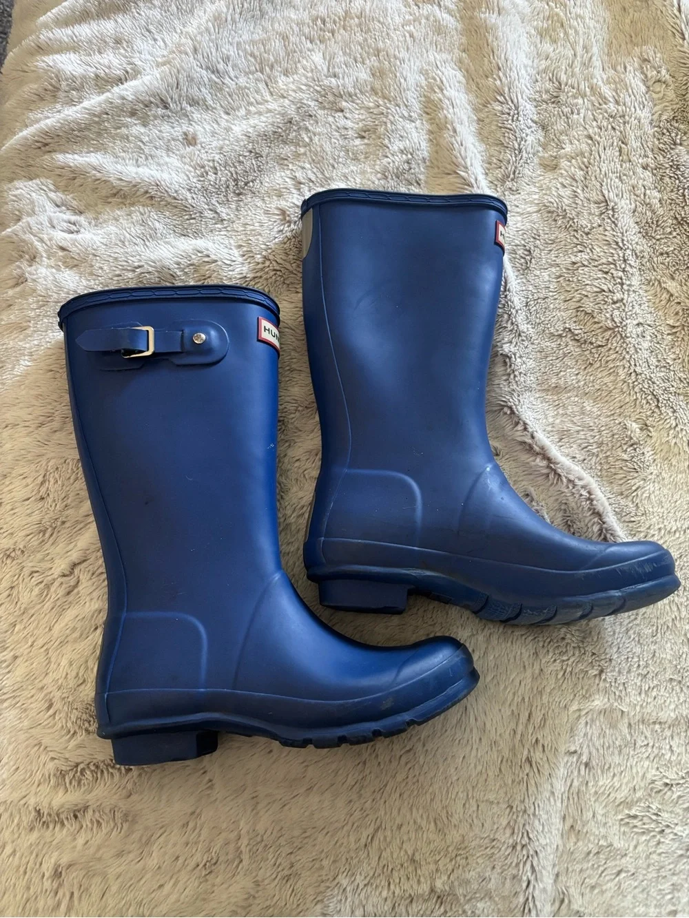 Hunter Royal Blue Rain Boots with Side Buckle